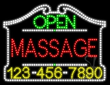 Massage Open with Phone Number Animated LED Sign