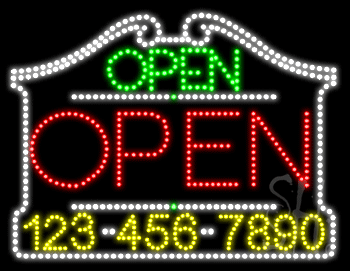 Open with Phone Number Animated LED Sign