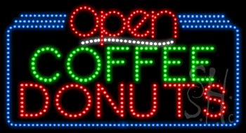 Coffee Donuts Open Animated LED Sign