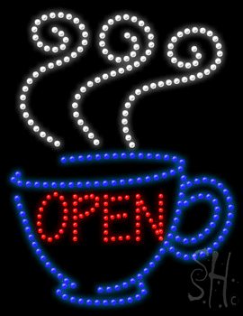 Open Coffee Animated Led Sign