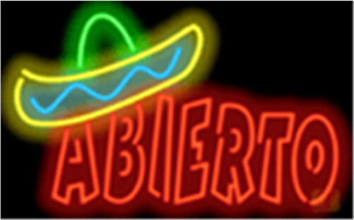 Abierto with Graphic Neon Sign