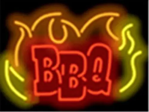 Bbq Flame Barbeque Restaurant Neon Sign
