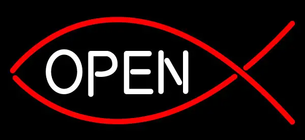 Christian Fish Open Neon Sign