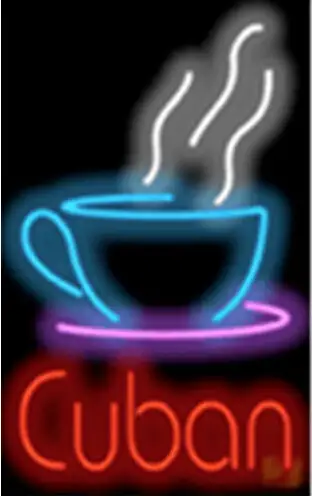 Cuban with Coffee Cup Catering Neon Sign