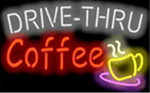 Drive Thru Coffee Cafe Neon Sign