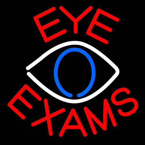 Custom Eye Exams With Eye Logo Neon Sign 2