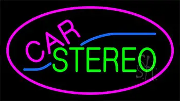 Car Stereo With Pink Border LED Neon Sign