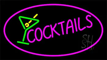 Pink Cocktail With Cocktail Glass LED Neon Sign