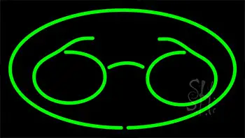 Glasses Logo Green LED Neon Sign