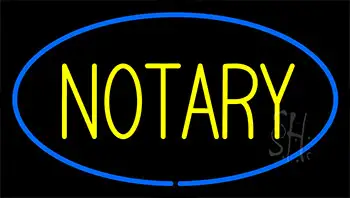 Yellow Notary Blue Border LED Neon Sign