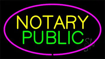 Notary Public Pink Border LED Neon Sign