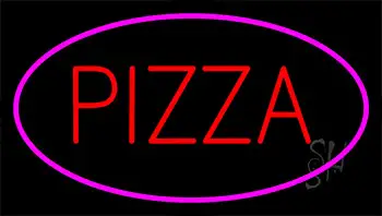 Red Pizza Pink Border LED Neon Sign