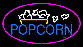 Popcorn Logo Purple LED Neon Sign