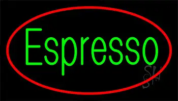 Green Espresso Red Border LED Neon Sign