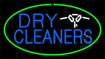 Blue Dry Cleaners Logo Green LED Neon Sign