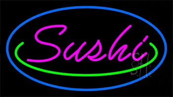 Pink Sushi With Blue Border LED Neon Sign