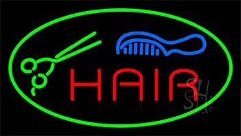 Hair With Comb And Scissor LED Neon Sign