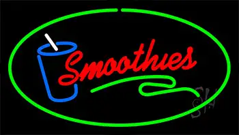 Smoothies With Glass Green Border LED Neon Sign