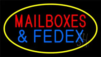 Mail Boxes And Fedex Yellow LED Neon Sign