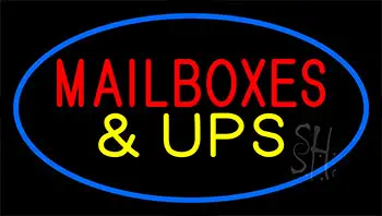 Mail Boxes And Ups Blue LED Neon Sign