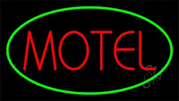 Red Motel Green Border LED Neon Sign