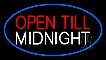 Open Till Midnight Blue LED Neon Sign