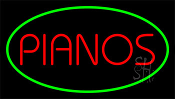 Pianos Green LED Neon Sign