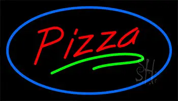 Pizza Blue Border LED Neon Sign