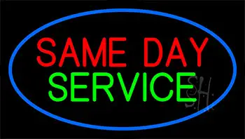 Same Day Service Blue Border LED Neon Sign