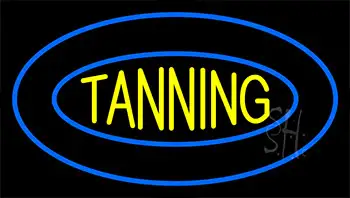 Tanning Double Blue Border LED Neon Sign