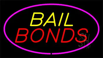 Yellow Bail Bonds Pink Border LED Neon Sign