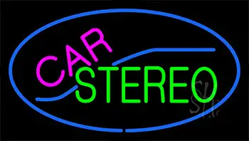 Car Stereo With Blue Border LED Neon Sign