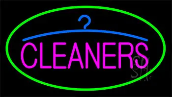 Pink Cleaners Green Border LED Neon Sign