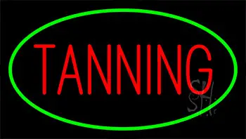 Red Tanning With Green Border LED Neon Sign