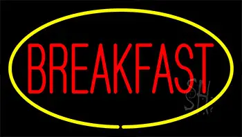 Red Breakfast With Yellow Border LED Neon Sign