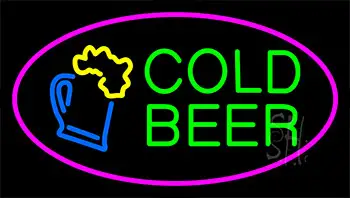 Pink Cold Beer LED Neon Sign