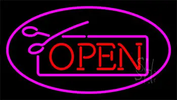 Red Pink Open With Scissor LED Neon Sign