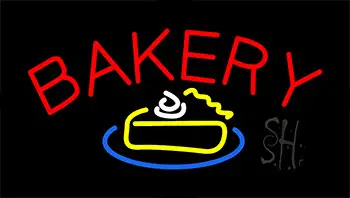 Bakery With Cake Slice LED Neon Sign