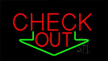 Check Out With Down Arrow LED Neon Sign