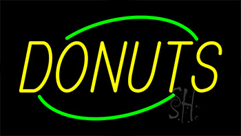 Yellow Donuts Green LED Neon Sign