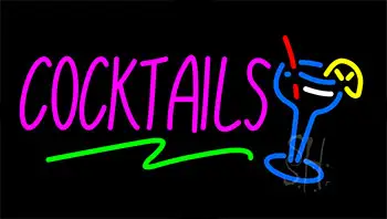 Cocktail With Cocktail Glass LED Neon Sign