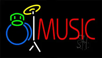 Music With Drum Set LED Neon Sign