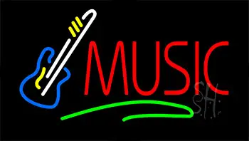Music With Guitar LED Neon Sign