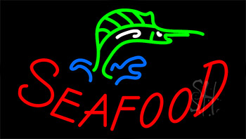 Seafood With Green Fish LED Neon Sign