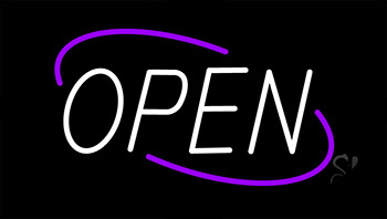 Open White Letters With Purple Border LED Neon Sign