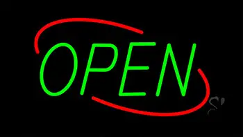 Open Green Letters With Red Border LED Neon Sign