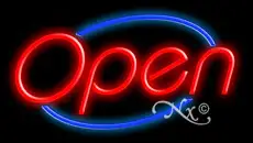 Fashing Sign Red Open With Blue Border LED Neon Sign