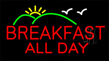Red Breakfast All Day LED Neon Sign