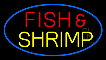 Fish And Shrimp Blue LED Neon Sign