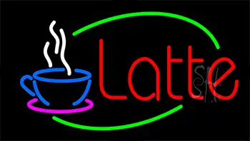 Latte With Coffee Cup LED Neon Sign